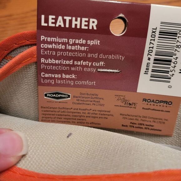 Black Canyon‎ Leather and Canvas Work Gloves - Picture 3 of 3